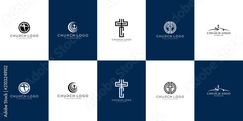 Obraz na płótnie Collection of Christian Church Logos and Symbols.