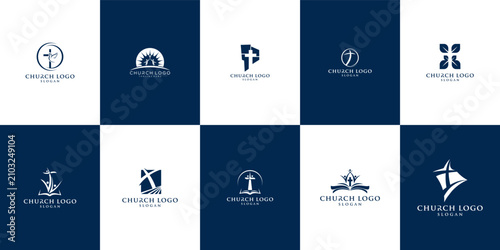 Schilderij op canvas Collection of Church Logos and Religious Symbols 1.