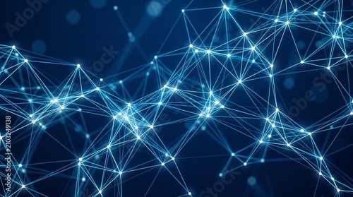 Quadro su tela Futuristic AI neural network background with glowing blue nodes