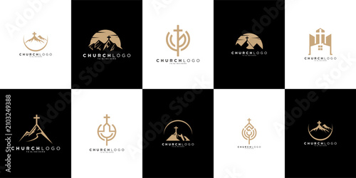 Schilderij op canvas Collection of Religious Church Logos and Symbols.