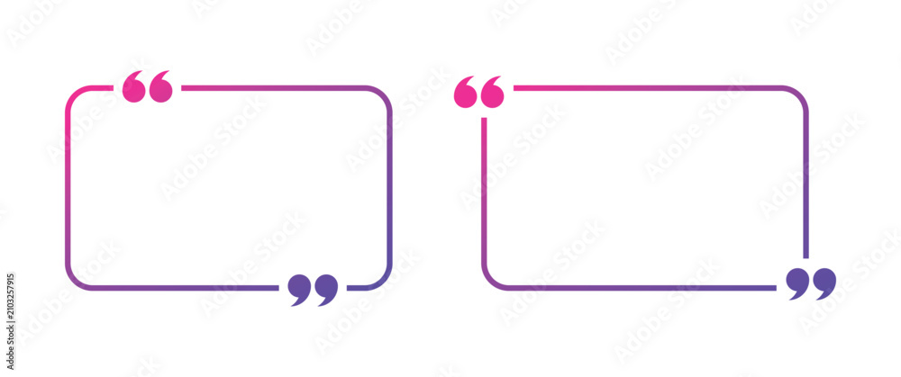 Fototapeta premium Neon Gradient Quote Box Frame Set, Pink and Purple Testimonial Text Placeholder Vector