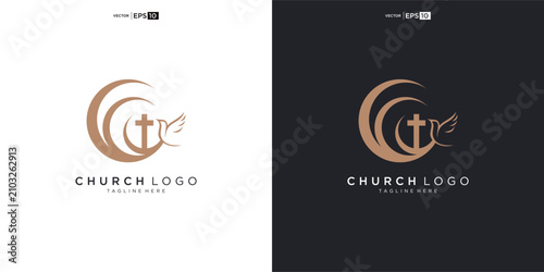 Foto Church Logo Design with Cross and Dove.