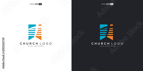 Quadro su tela Modern Church Logo Design Abstract Geometric Shapes.