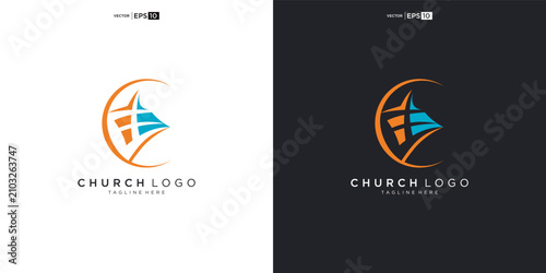 Fotografía Modern Church Logo Design with Cross and Abstract Elements.