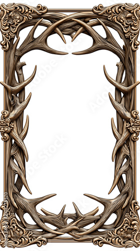 Luxury Fantasy Card Game Template with Intricate Ornate Border and White Background.