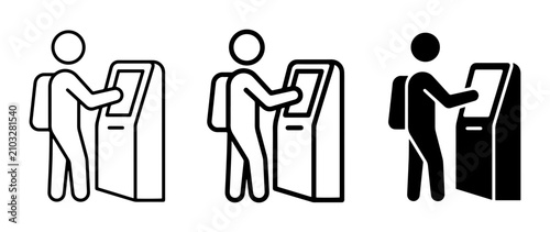 Self-Service Kiosk Icons, User Interaction Terminals, Digital Information Points