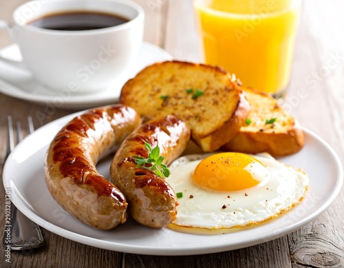 Breakfast plate with eggs toast and coffee.