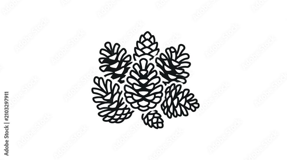 Obraz premium Professional Black and White Minimalist Snowflake Cluster for Winter Designs and Decorations with high quality professional line art symbols for modern creative design and digital branding projects