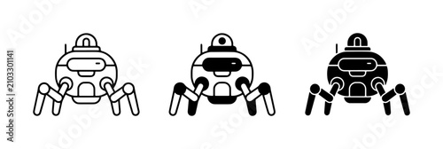 Fotografie Spider Robot Icons, Futuristic Android Machine, AI Bot Vector Set, Technology Co