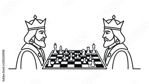 Two kings playing chess strategic decision making concept