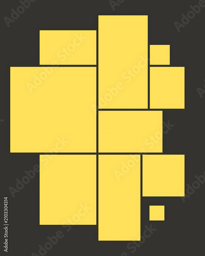 Canvastavla Geometric photo collage template, minimalist moodboard grid layout with yellow f
