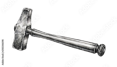 Classic blacksmith hammer on white background