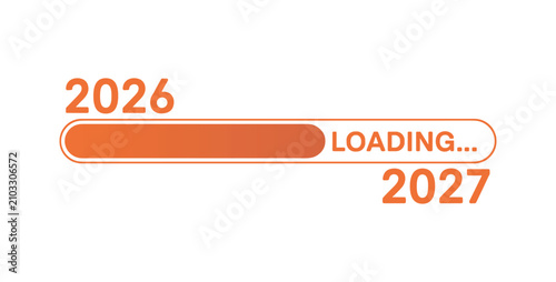 Принти на полотні Loading into 2027: A progress bar depicts the transition from 2026 to 2027, symbolizing anticipation and the passage of time
