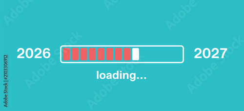 New Year Loading Bar: A graphic illustration showing a loading bar progress from 2026 to 2027, symbolizing the transition into a new year and anticipation for what's to come.