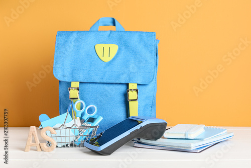 Blue school backpack with p...
