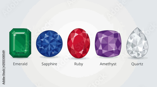 Cuadro en lienzo Collection of colorful precious gemstones including emerald, sapphire, ruby, ame
