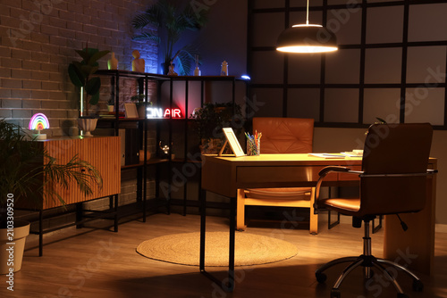 Interior of dark office wit...