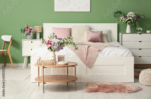 Interior of bedroom with co...