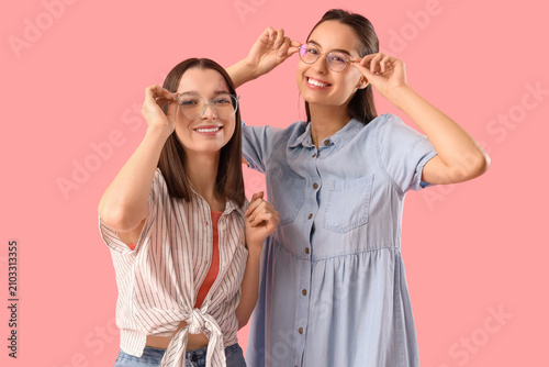 Young women in eyeglasses o...