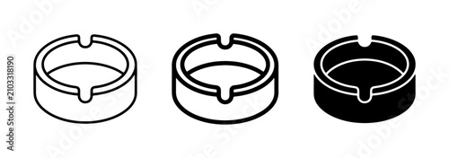 Foto Ashtray Icons Set: Outline, Filled, and Silhouette Vector Graphics for Smoking A