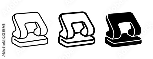 Foto Office Puncher Icons: 3 Simple Styles for Paperwork, Stationery, and Document Or