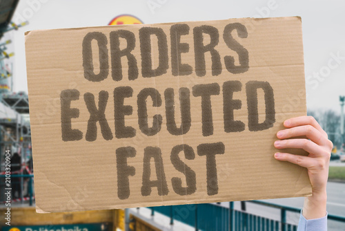 Cuadro en lienzo "Orders Executed Fast" Actions are carried out quickly