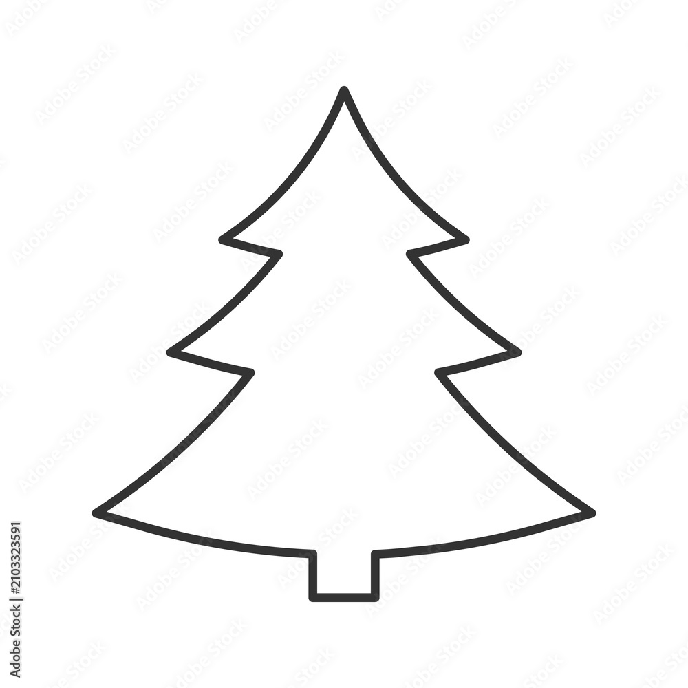Obraz premium Minimalist Christmas tree line icon representing winter holidays and festive celebrations. Perfect for clean graphic designs, holiday cards, web icons, and seasonal decorations.