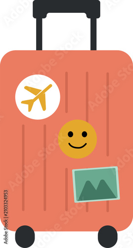 Travel Suitcase with Wheels UI Illustration – Modern Luggage Icon for Vacation and Business Trips