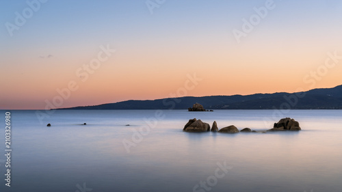 A beautiful beach in the sunset