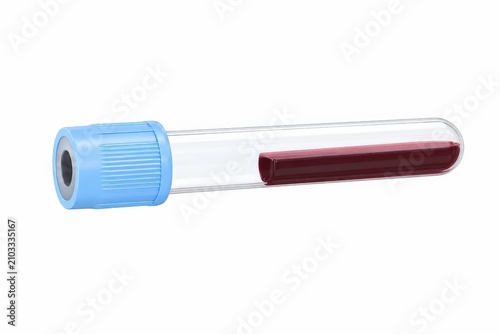 Sodium Citrate Blood Collection Tube for Coagulation and Clotting Time Laboratory Testing on White Background