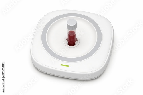 Compact Laboratory Vortex Mixer with Blood Sample Tube for Clinical Specimen Preparation and Testing Workflow