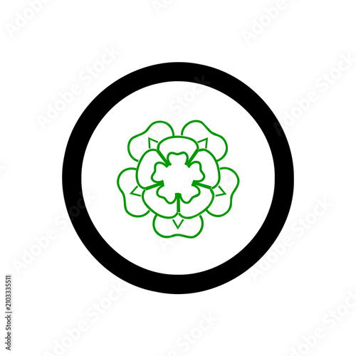 Green Floral Decorative Badge Design on White Background