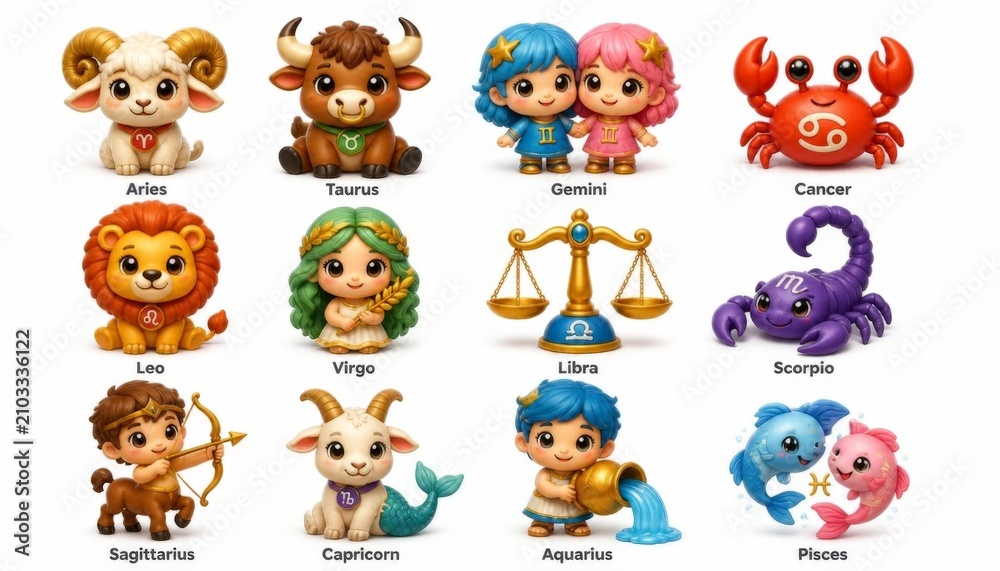 Obraz premium There are a bunch of zodiac animals that are all different colors