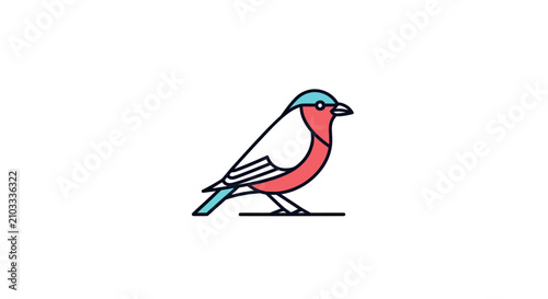 Картината върху платно Stylized blue and red bird profile icon.