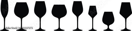 Fotografía Set of various wine glasses silhouettes