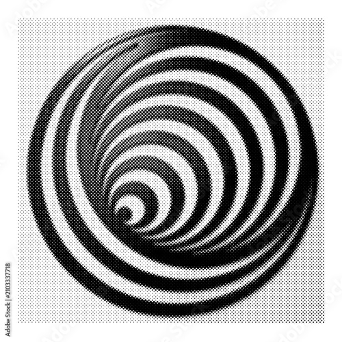Canvas Print Abstract halftone spiral pattern with intricate concentric circles creating mesm