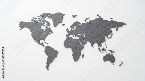 World map silhouettes in a soft gray color for global travel and international business concept, creative visual with modern clean