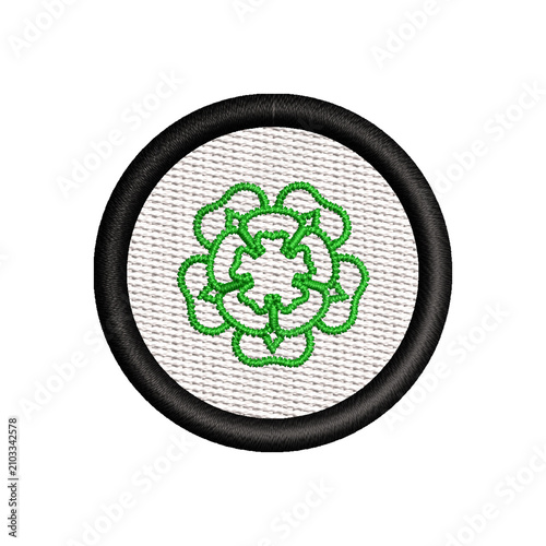 Floral Embroidery Badge Design with Green Ornament Style