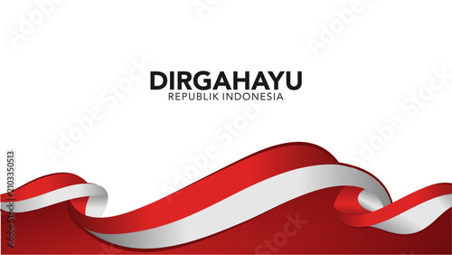 Fotografie Flowing Indonesian Flag Independence Day Banner Border