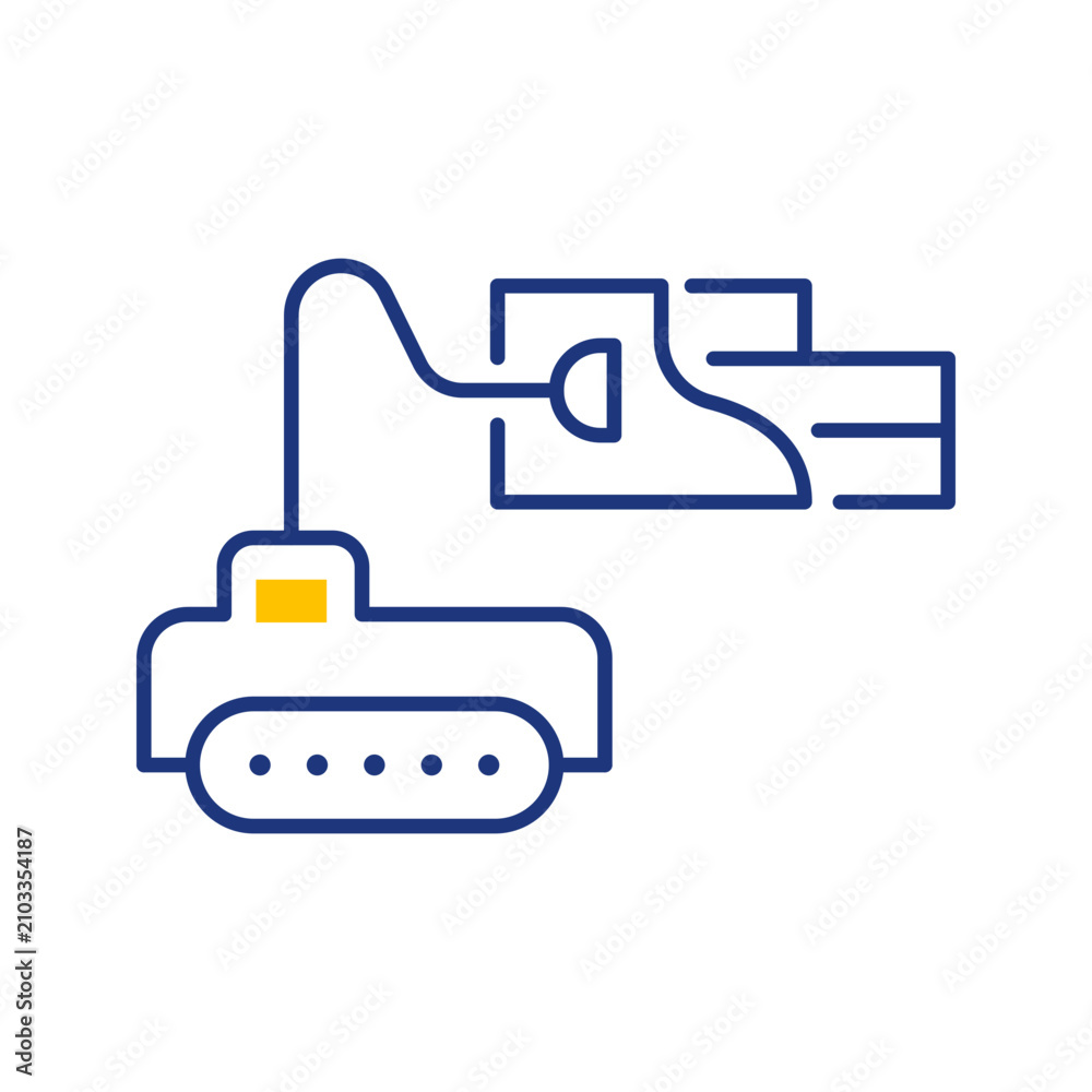 Obraz premium Robot painter icon. Industry and robotic painting line symbol. Color.