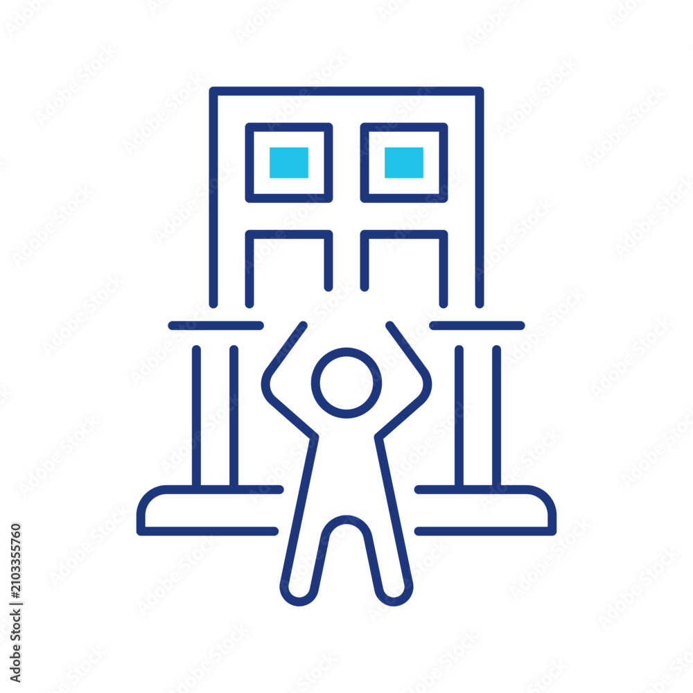 Fototapeta premium Balcony spectator icon. Buildings and building facade line symbol. Color.