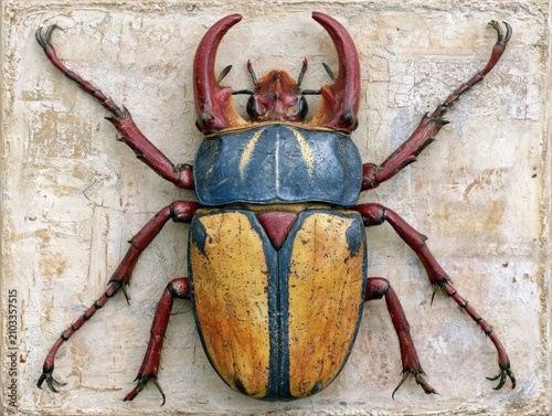 Colourful encaustic goliath beetle