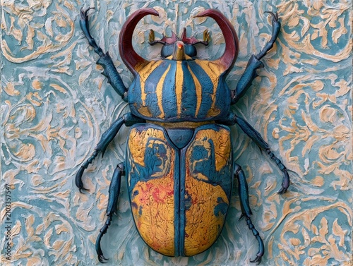 Colourful encaustic goliath beetle