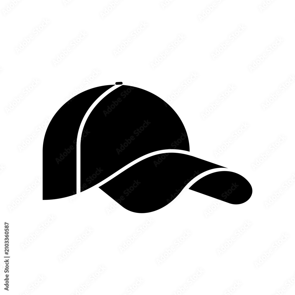 Fototapeta premium Black Baseball Cap Silhouette Icon