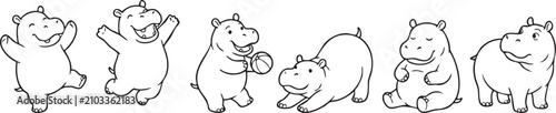 Fotografie A set of behemoths. Hand drawn vector illustration