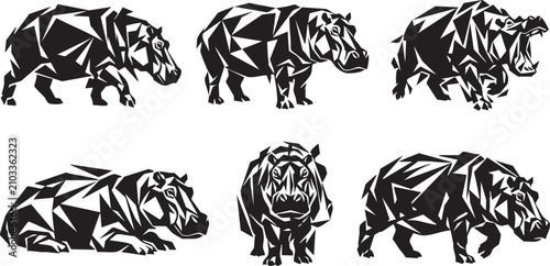 Fotografie A set of behemoths. Hand drawn vector illustration