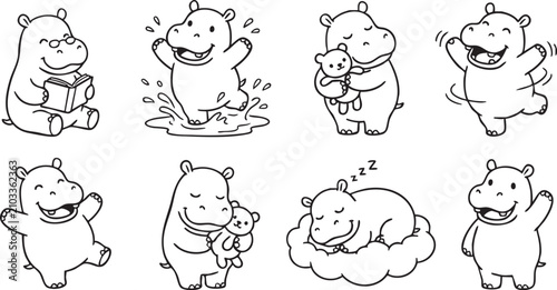 Foto A set of behemoths. Hand drawn vector illustration