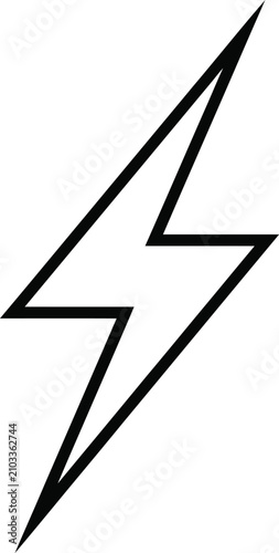 Bold lightning bolt icon black and white design