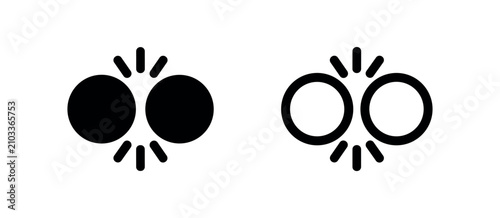 Photos Two colliding circles icon, representing impact, collision, interaction, and dynamic force