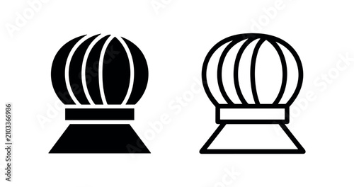 Foto Chimney Cowl or Ventilation Cap Icon Set, Roof Exhaust System Symbol, Air Vent B